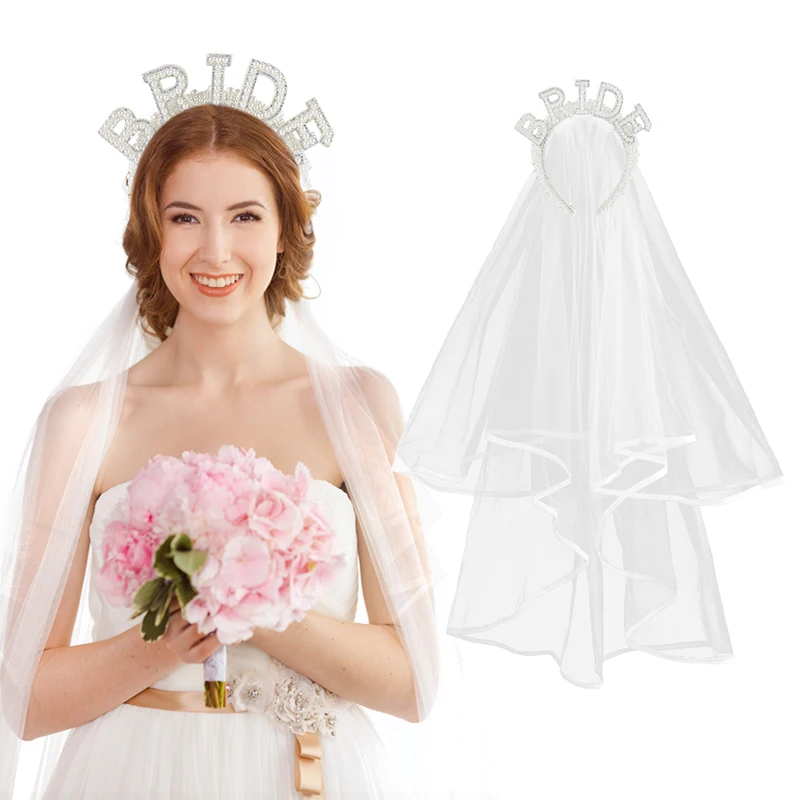 

Жемчужная корона для невесты, повязка на голову с вуалью, свадебные аксессуары для волос, свадебное обручальное украшение, девичник, женские подарки