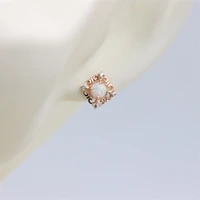 zfsilver s925 sterling silver fashion trendy rose diamond set flower square stud earrings jewelry for women charm party girls