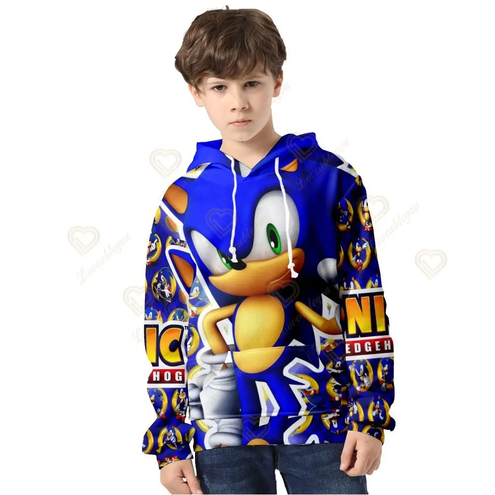 Фото Новинка, осенний свитер Sonic, Мужская толстовка для косплея, женские толстовки, верхняя одежда, толстовка с капюшоном 3D, одежда в стиле хип-хоп, пальто для мальчиков и девочек №1