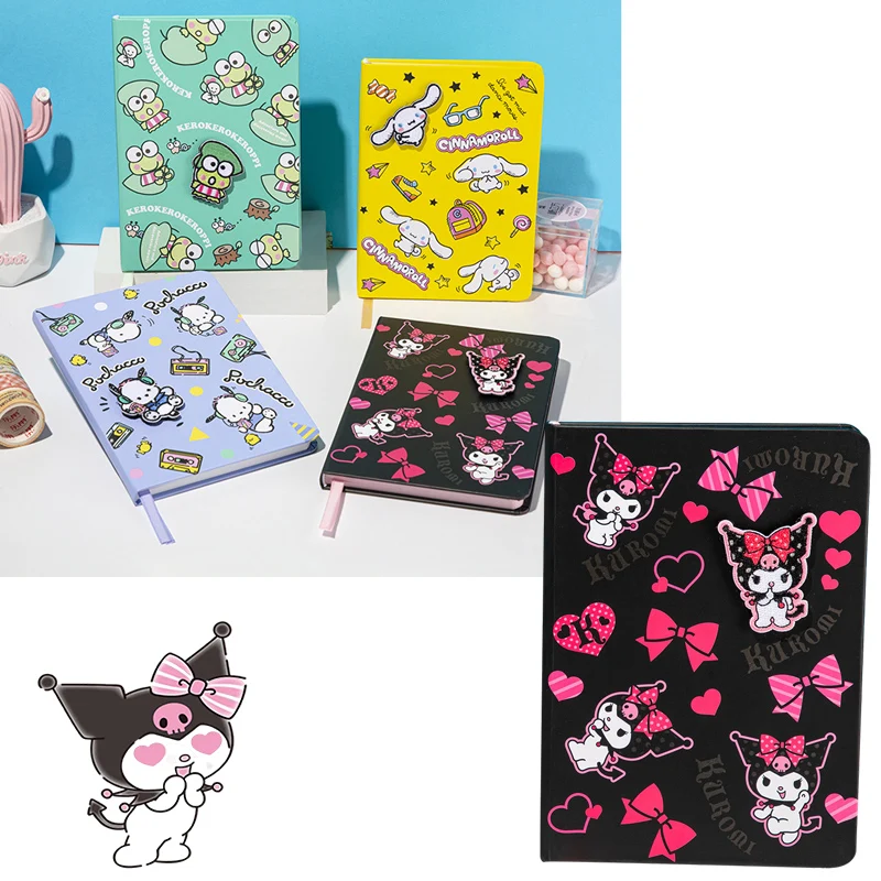 

Kawaii Sanrios Kuromi Notebook B6 Velcro Book Notepad Cartoon Cute Pochacco Kerokero Student Hardcover Notepad Kids Stationery