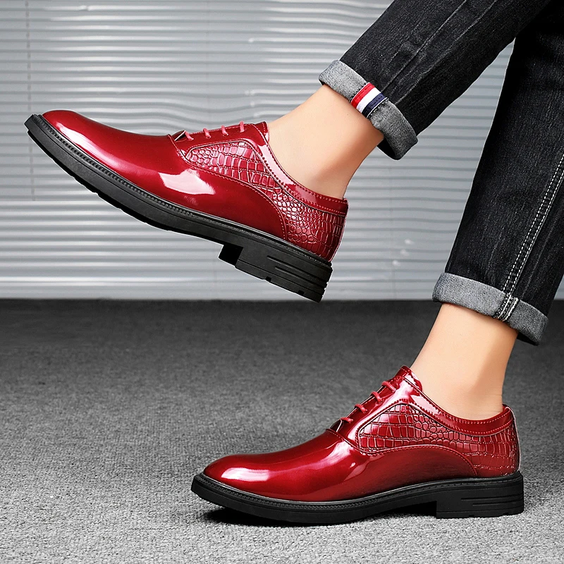 Модные мужские деловые модельные туфли красные белые офисные оксфорды роскошные