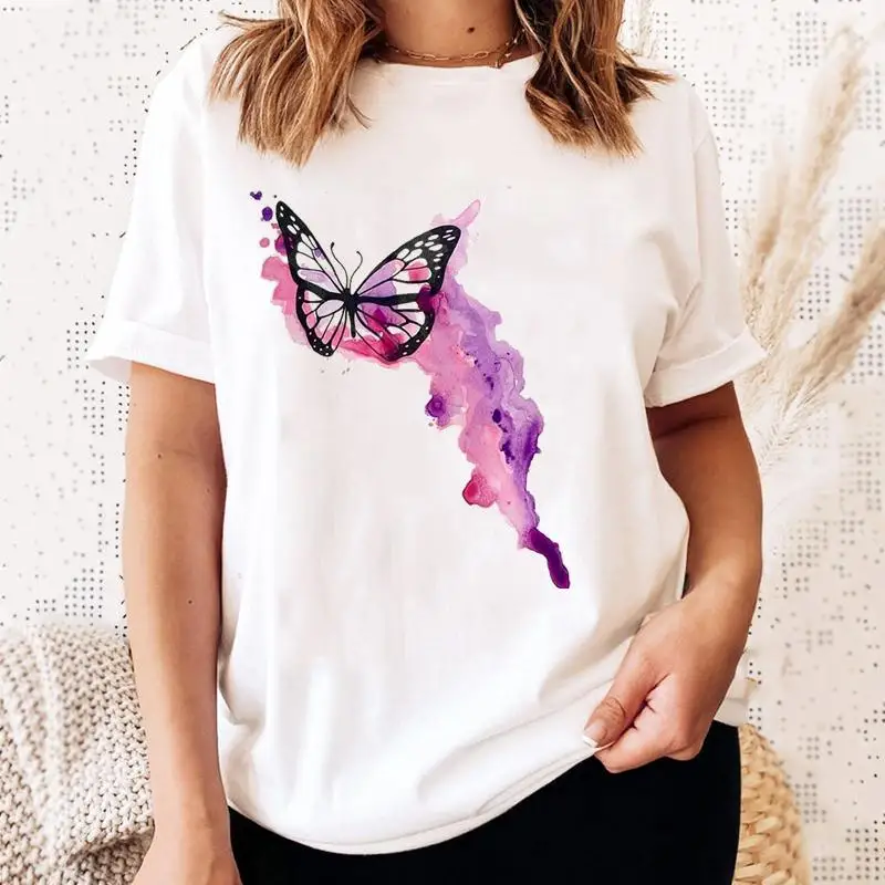 

Tee Shirt Casual Butterfly New Trend Cute 90s Fashion Lady Clothes T Women Short Sleeve Tshirt Top Female Graphic T-shirts