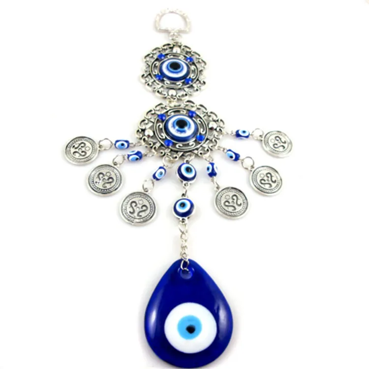 

Blue Evil Eye Turkish Hamsa Hand Elephant Amulet Beautifully Decorated Family Wall Protection Hanging Lucky Home Decor Crafts