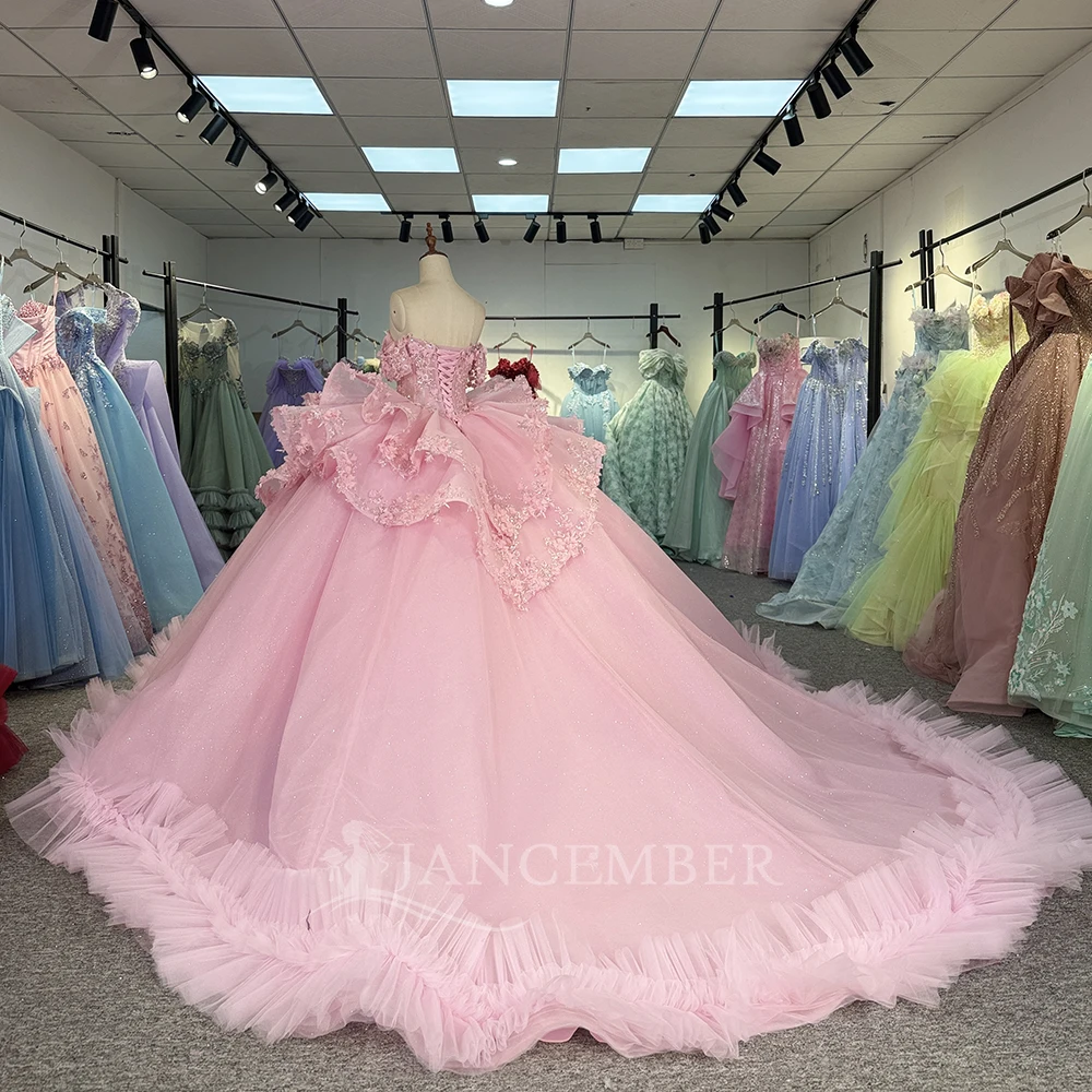 Фото Индивидуальные платья Quinceanera с кристаллами и кружевной аппликацией, платье для дня рождения, Vestidos De 15, длинные платья для выпускного вечера, платье quinceañeras №3