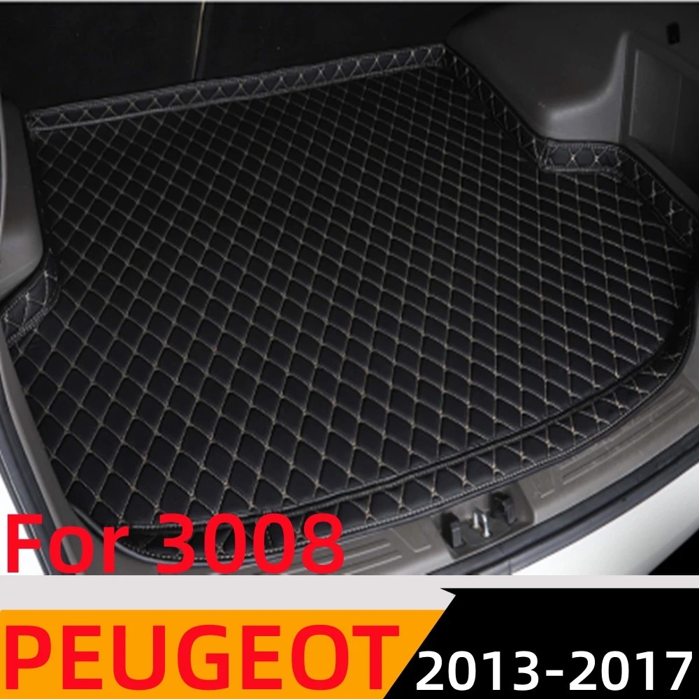 

Sinjayer Car Trunk Mat ALL Weather Auto Tail Boot Luggage Pad Carpet High Side Cargo Liner Fit For Peugeot 3008 2013 2014-2017