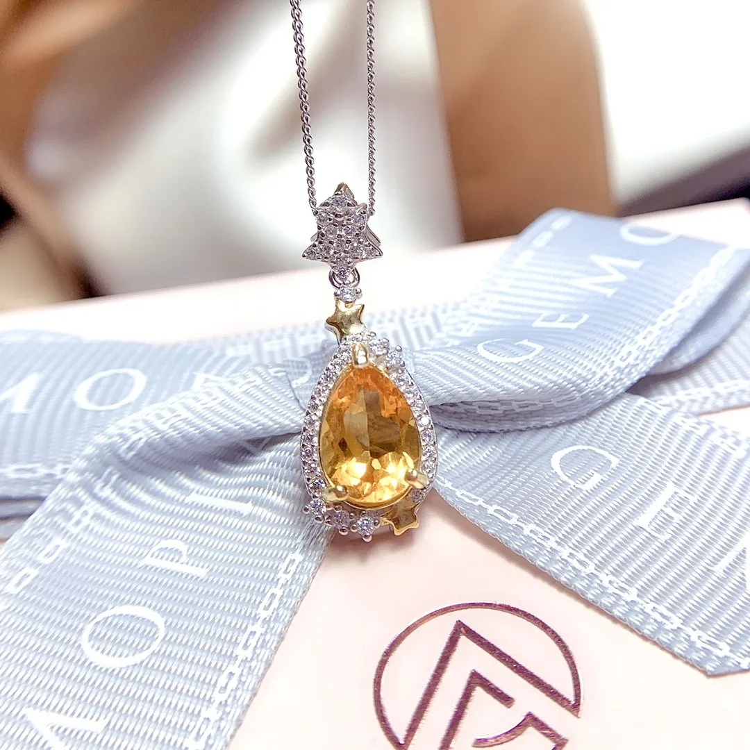 

Натуральный цитрин, драгоценный камень, искусственная кожа, серебро 925 пробы, подарок для женщин, Изящные Ювелирные изделия