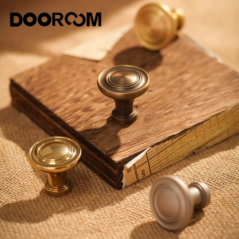 Латунные мебельные ручки DOOROOM круглые золотые с выдвижными ящиками для ванной
