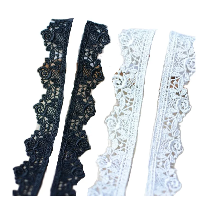 1 м белая кружевная ткань высокого качества ширина 2 см 3 Черная Лента отделка для