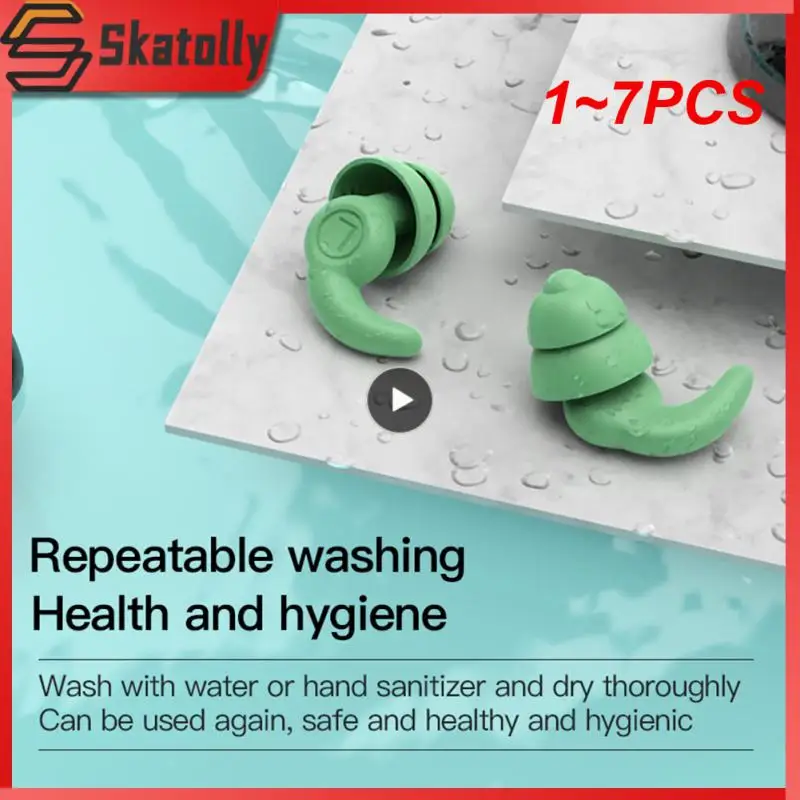

1~7PCS Swimming Ear Plugs Waterproof Seaside Pool Silicone Earplugs For Sleeping Diving Surf Soft Comfort Natation Swimming
