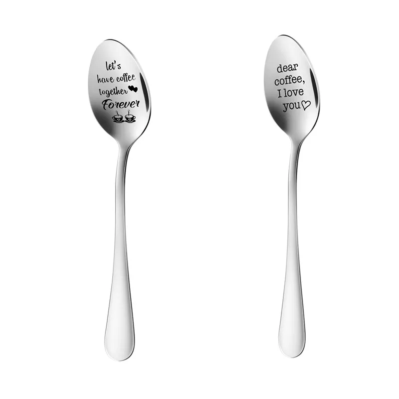 

Кофе вместе с гравировкой «кофе», столовая посуда из нержавеющей стали, украшение на День святого Валентина, подарки