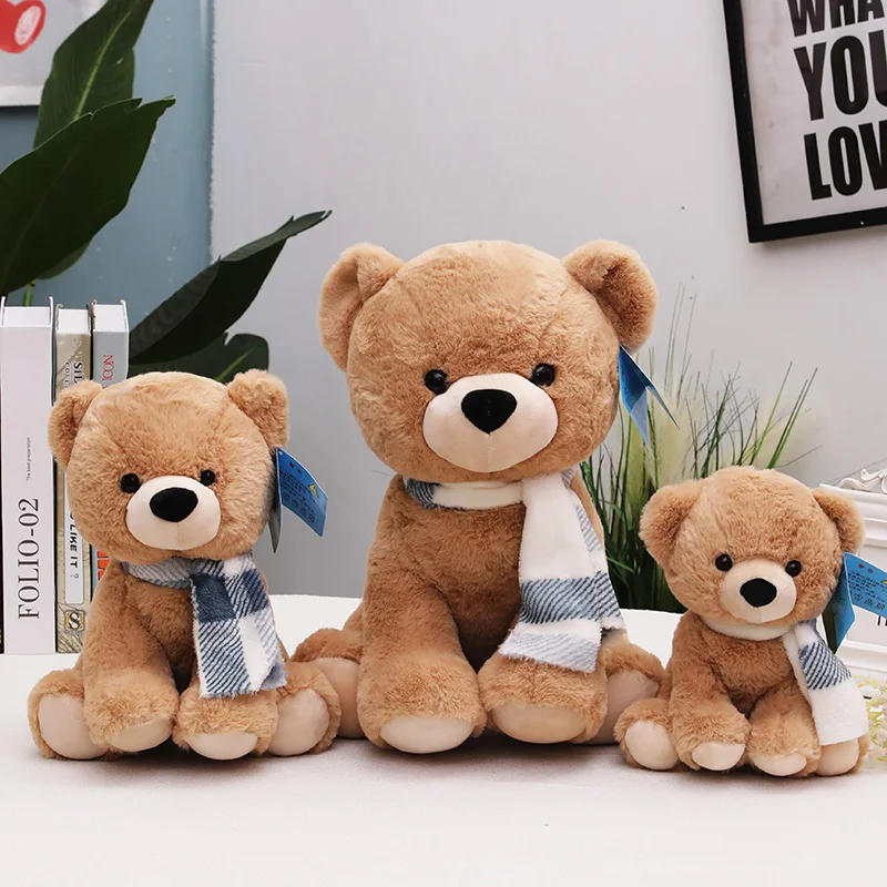 

40cm Cute Soft Scarf Dog Sheep Pig Bear Pillow Stuffed Plush Toys Office Nap Pillow Home Comfort Cushion Decor Gift Doll Child