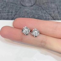 caoshi delicate simple design stud earrings for women round shape zirconia jewelry for daily life all match trend accessories