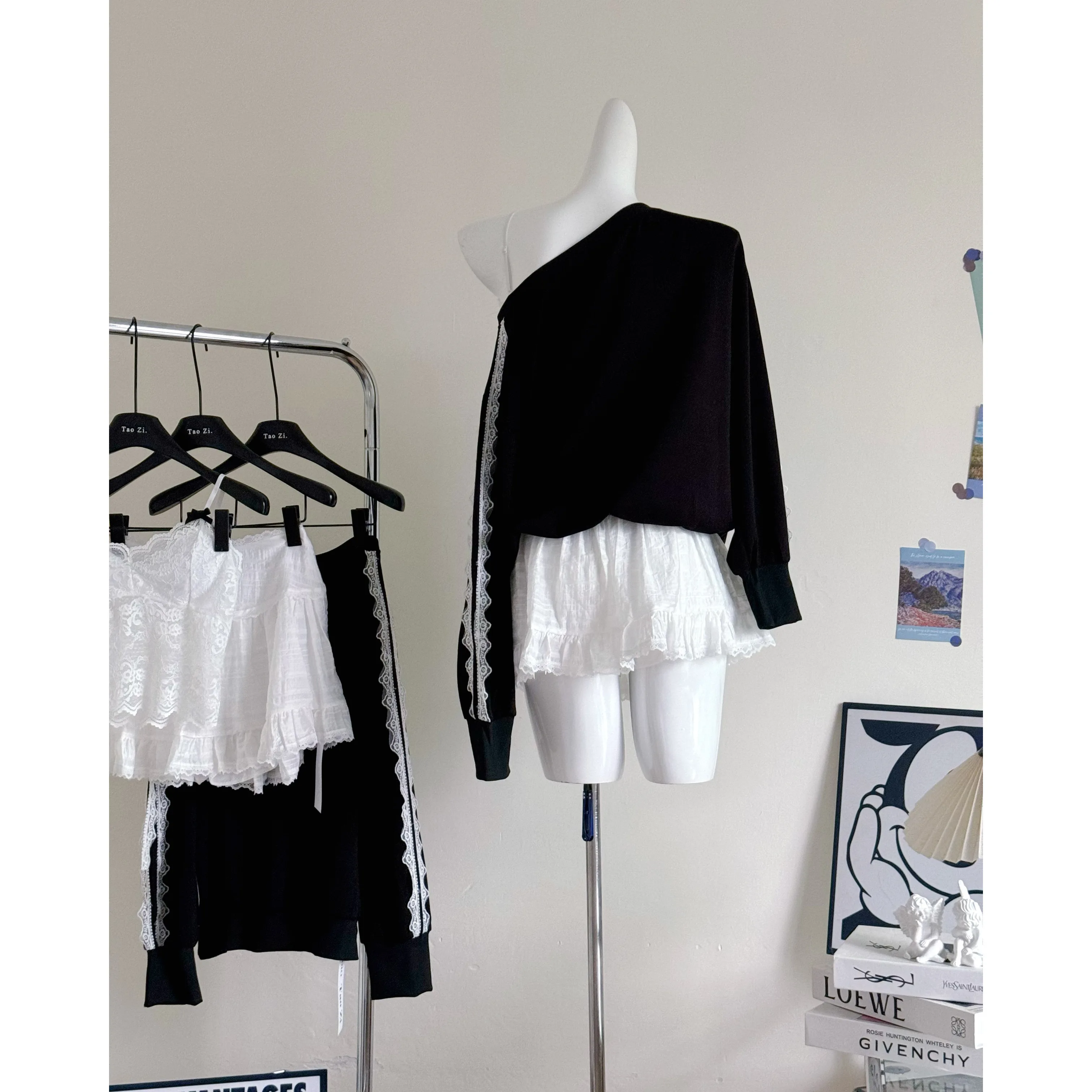 Женский костюм из 3 предметов черный готический свитшот винтажный комплект