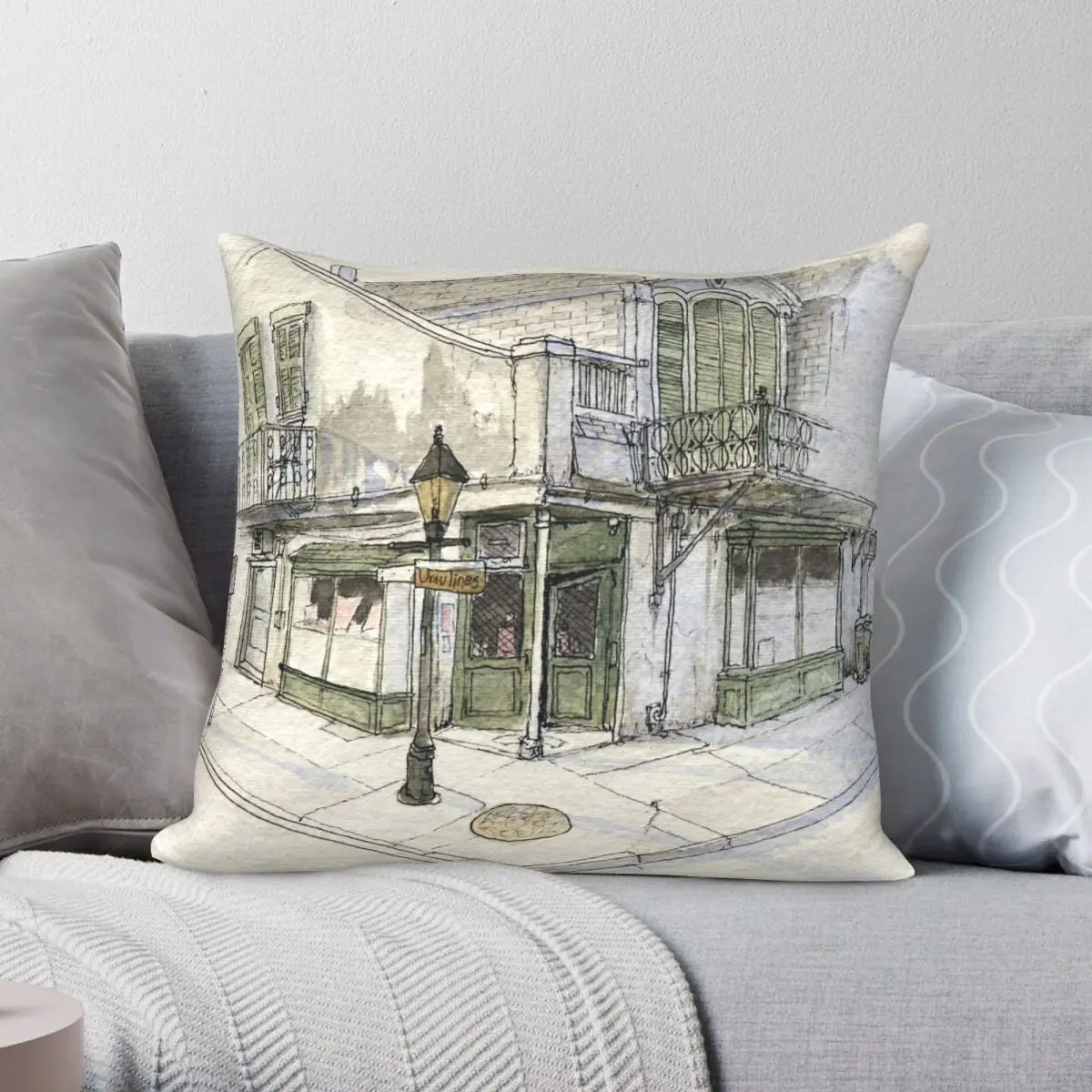 

Квадратный чехол для подушки из полиэстера и льна с узором на молнии