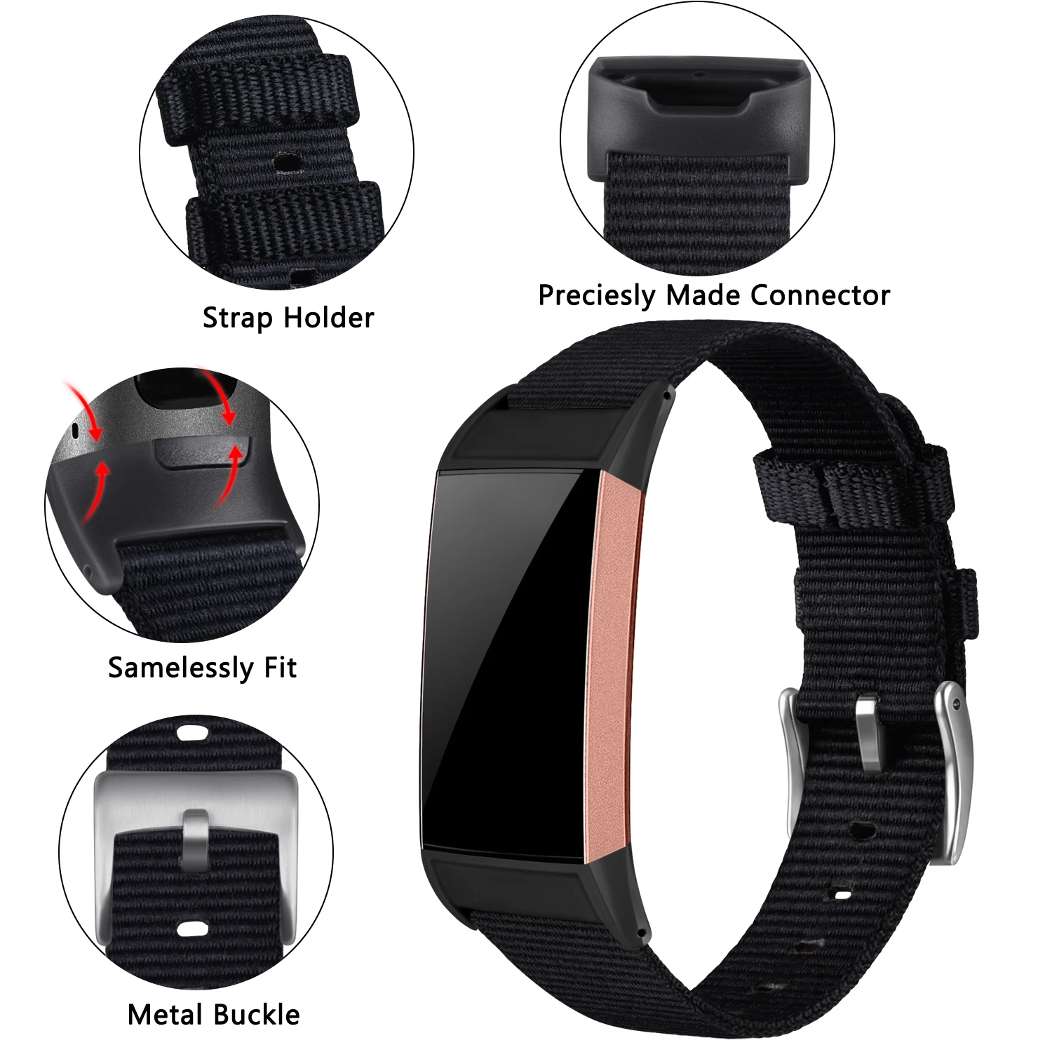 Nylon Fabric Bracelet Band for Fitbit Charge 3 4 Strap Watchband Bracelet Wristband for Fitbit Charge 3 SE Smart Watch Band