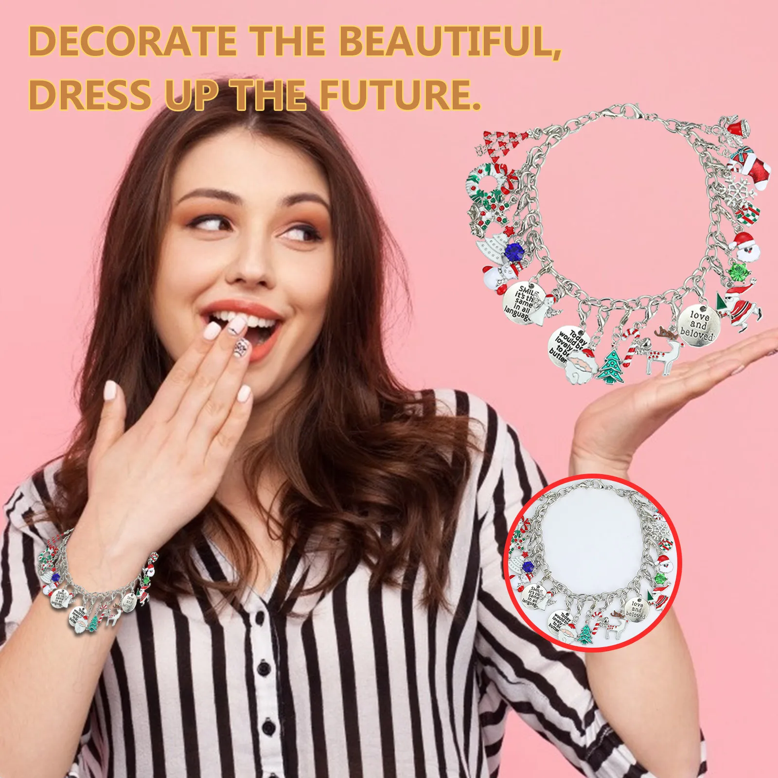 

Браслет с подвеской для девочки, простой и модный новый женский браслет с календарём и обратным отсчетом на Рождество, 2020