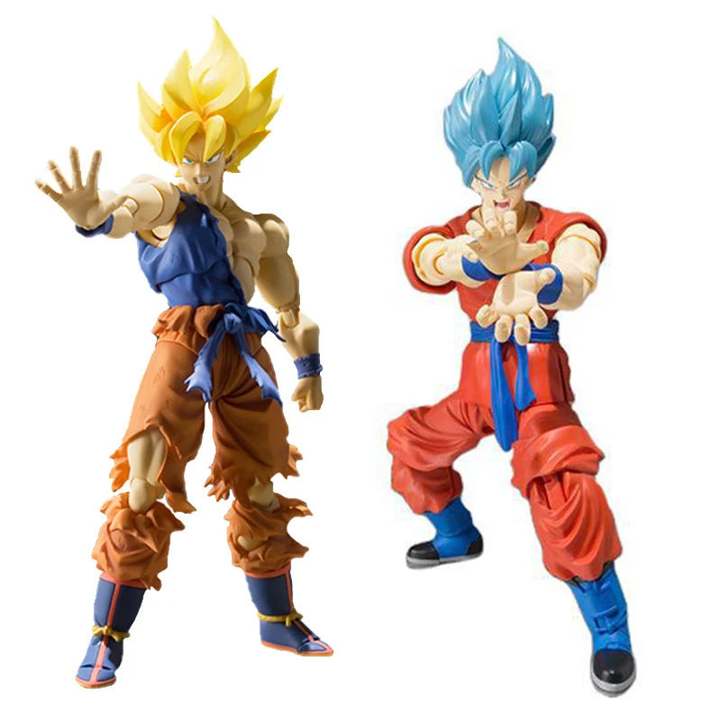 Dragon Ball Z Blue Hair Son Goku Action Figure SHF Goku Super Warrior Awakening Collection Toys 16CM