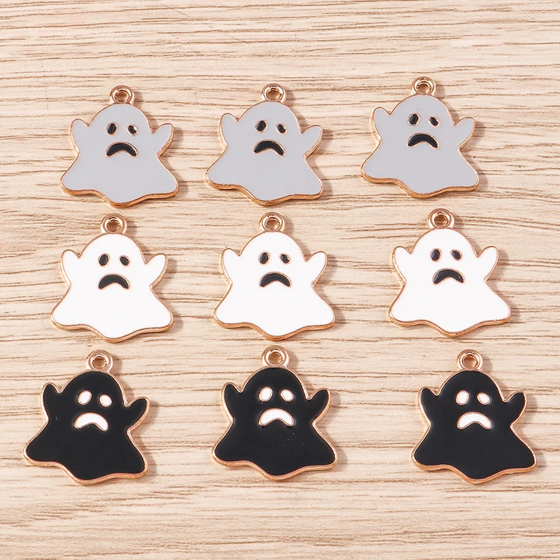 

10pcs 18x20mm Cartoon Enamel Halloween Ghost Charms Pendants for Jewelry Making DIY Earrings Necklaces Bracelets Crafts Supplies