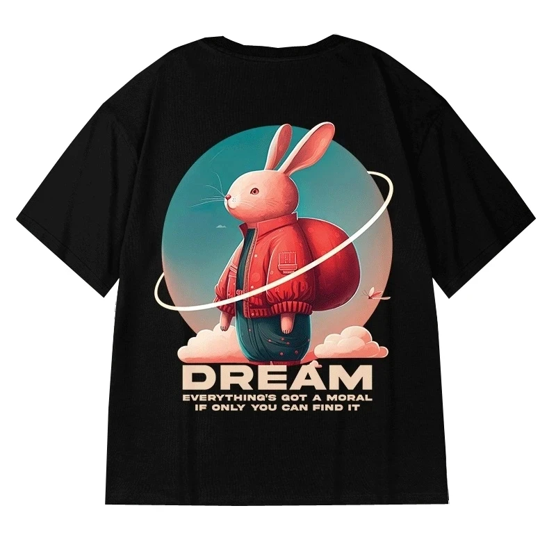 

summer men funny rabbit tshirt short sleeve plus size 8XL high street chic hipster skate tshirt letter young tees originality