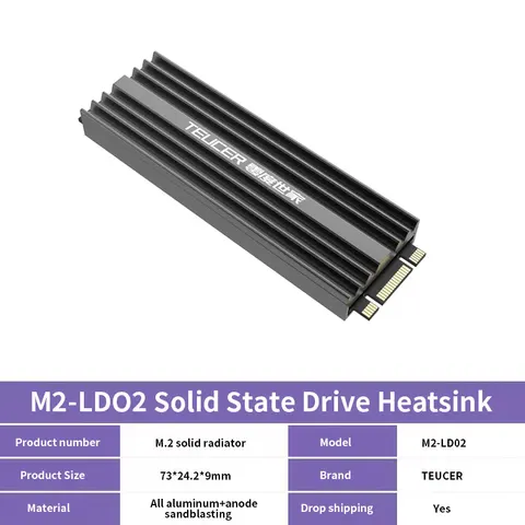 Радиатор TEUCER 2280 радиатор SSD M.2 NVME радиатор из магниевого алюминиевого сплава PC эффективный радиатор с тепловой подушкой M2 радиатор SSD