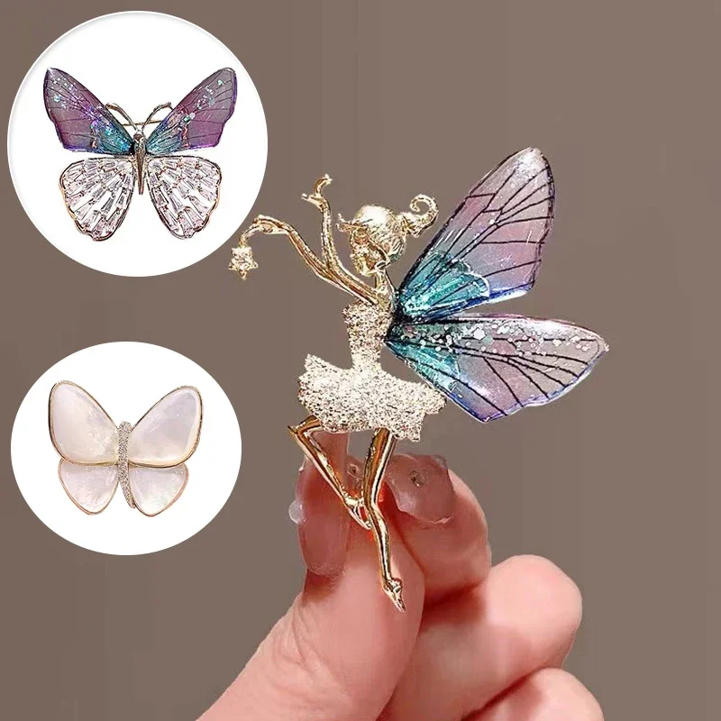 

Fashion Angel Inlaid Zircon Brooch Alloy Rhinestone Sequin Corsage for Women Butterfly Dragonfly Bee Insect Jewelry Gifts
