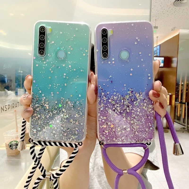 Блестящий чехол через плечо для OPPO A9 A5 2020 Realme XT X2 6 5 3 Pro C2 K5 Reno 2 2Z 2F 4 ожерелье