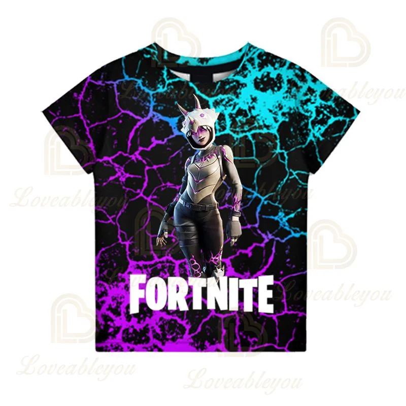Летняя футболка с 3D-принтом игры Fortnite для мужчин и женщин Детская изображением