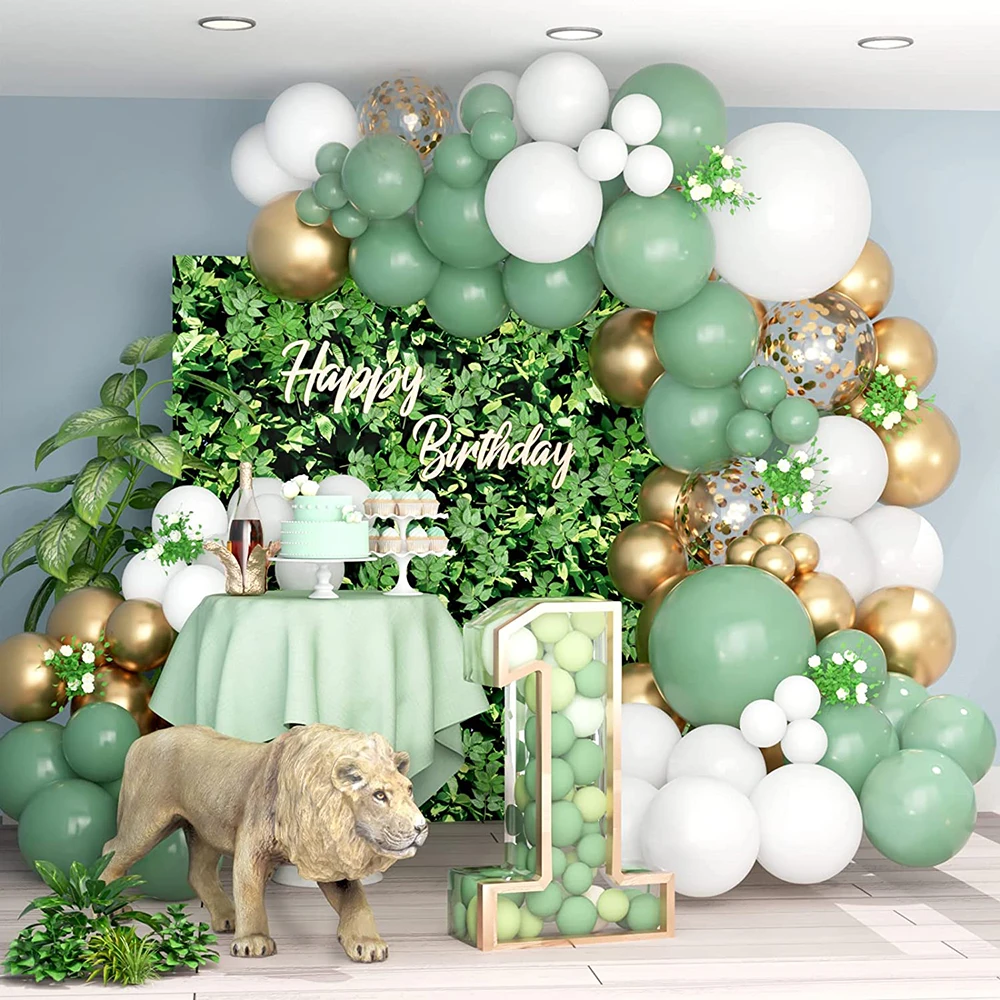 

Olive Green Balloon Garland Arch Kit White Chrome Gold Confetti Wild Theme Balloon Wedding Bridal Baby Shower Party Birthday Dec