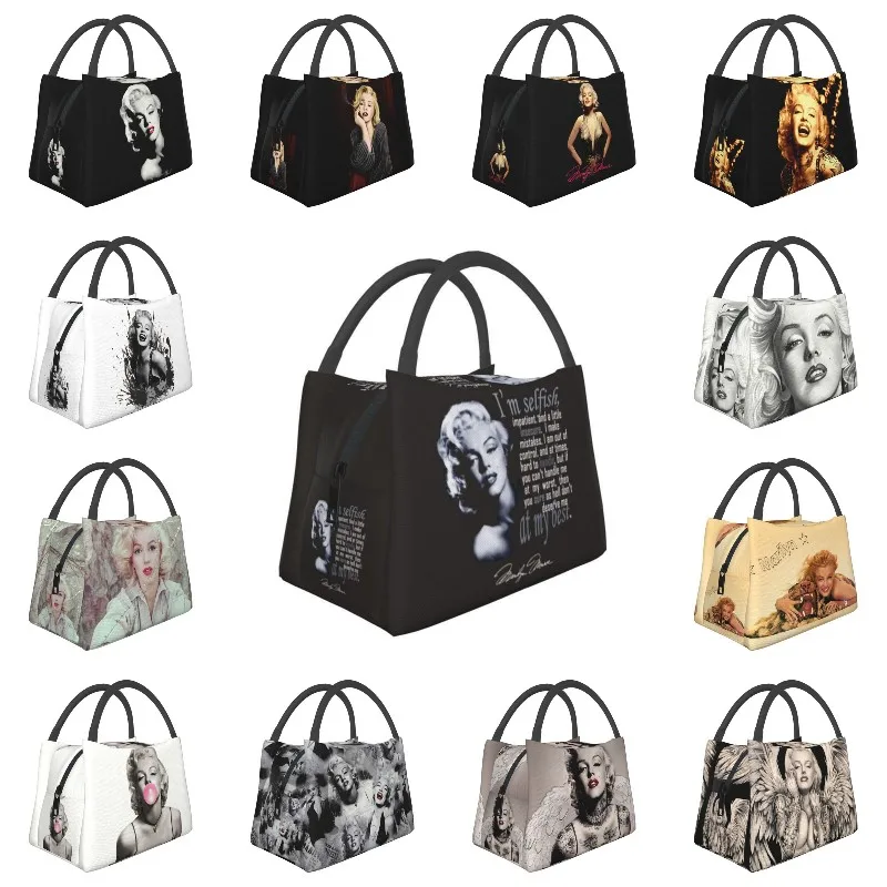 

Custom Marilyns Monroe Sexy Blondes Lunch Bag Men Women Warm Cooler Insulated Lunch Box for Work Pinic or Travel