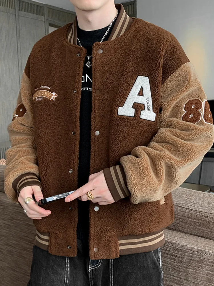 

Winter Thicken Fleece Men Parkas Warm Bomber Jacket 2022 New Streetwear Fashion Letter Embroidery Thermal Baseball Coat
