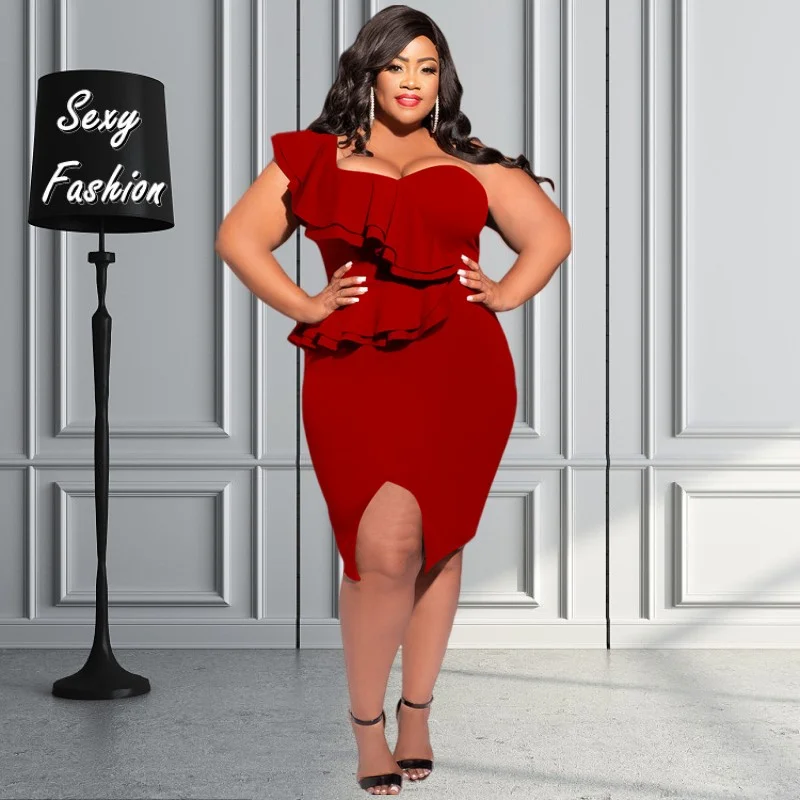 

Женское облегающее платье с разрезом и оборками, весна-лето