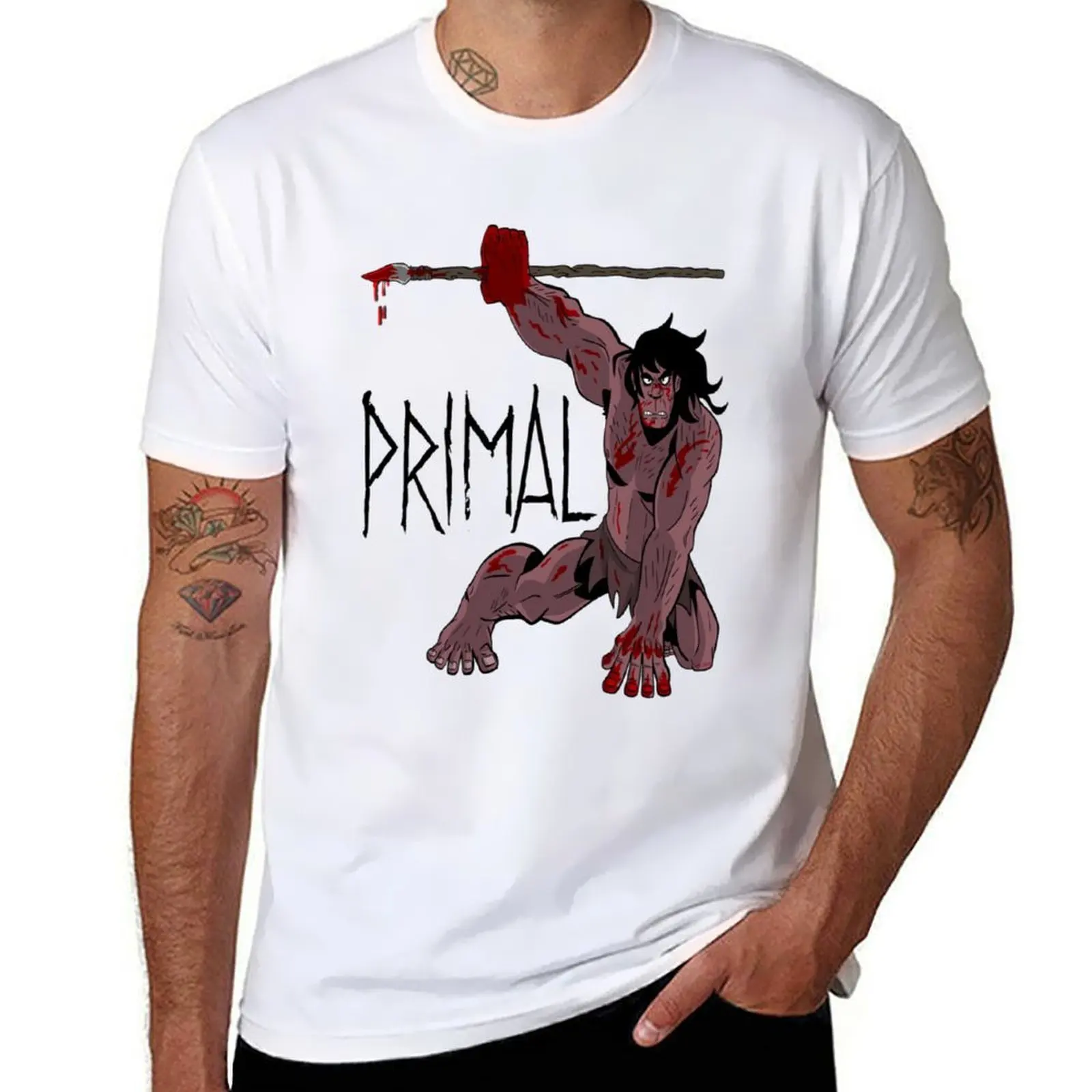 Фото Футболка Genndy Tartakovsky Primal TV Show, футболки для мужчин, забавная мужская футболка с рисунком №1