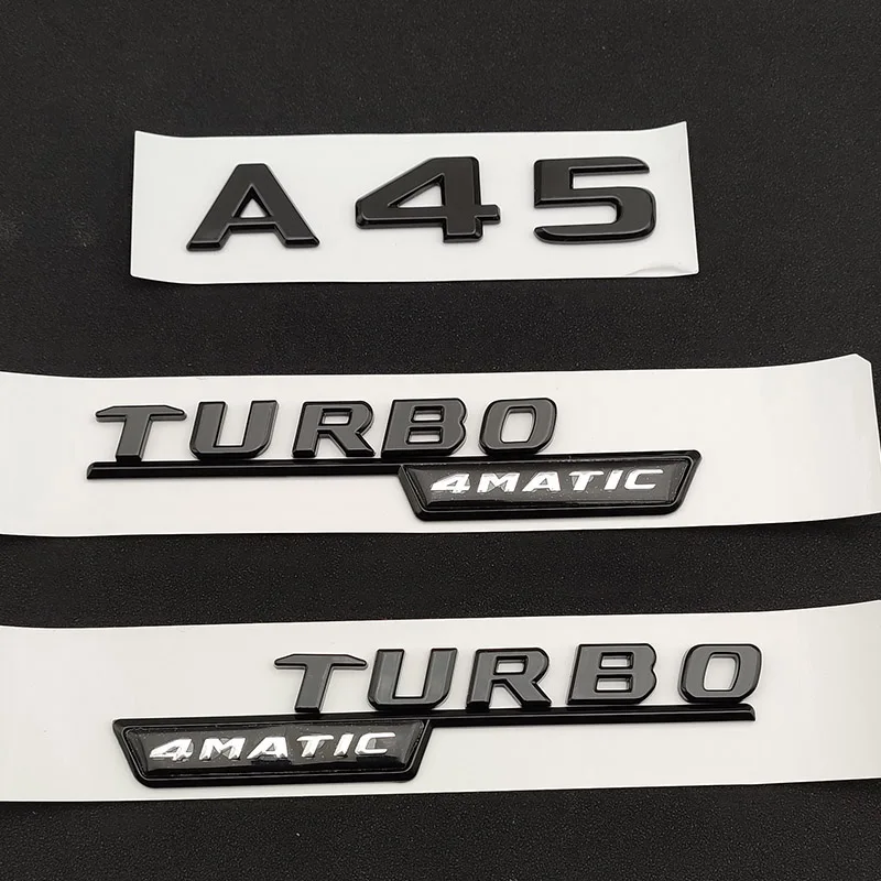 

3D ABS черный Автомобильный брызговик Turbo 4matic значок наклейка на задний багажник логотип A45 Эмблема Для Mercedes A45 AMG W176 W177 аксессуары