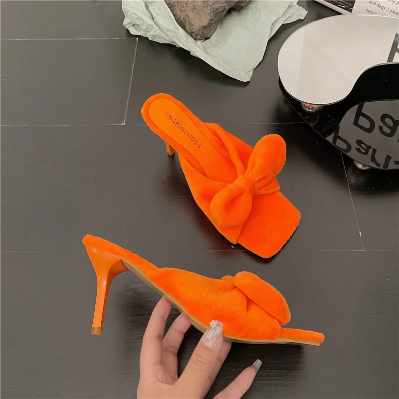 

Designer Bow High Heels Braided Sandals Ladies2022 Summer Beach Slippers Ladies Fashion Party Ball Shoes Sweet Flip Flop Sandals