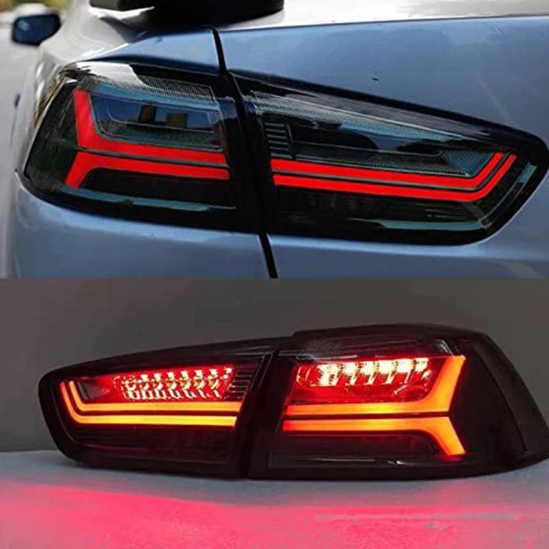 

For Mitsubishi 2008-2013 Year Lancer Exceed LED Strip Taillights Back Lamps Smoke Black YZ