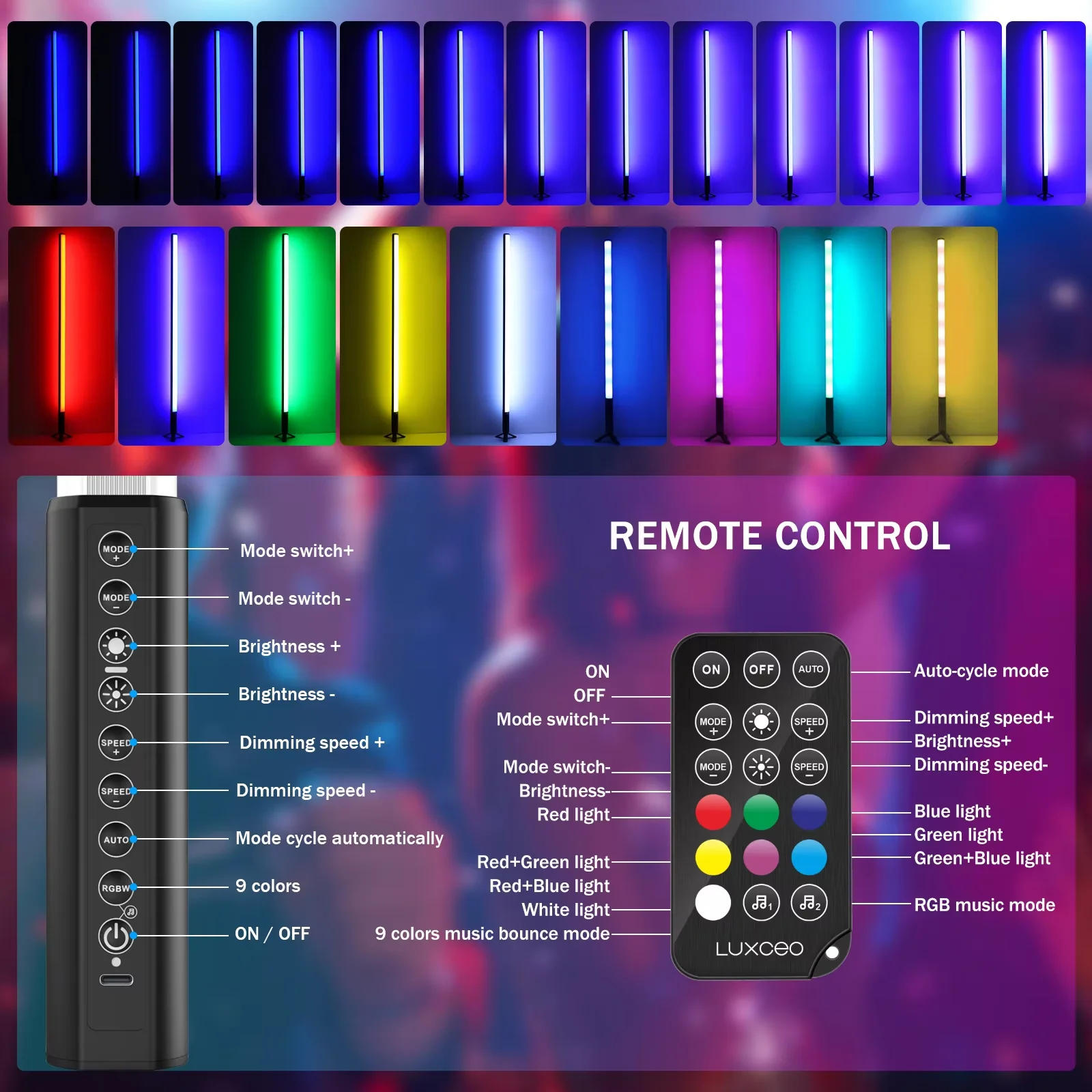 LUXCEO NEW Mood1A RGB видеосвет для фотографии меняющая цвет лампа трубка атмосферное