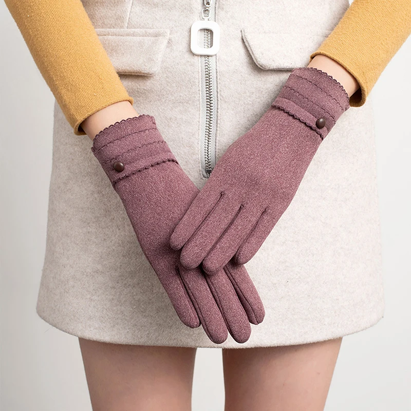 

Осенне-зимние женские тонкие флисовые Непродуваемые сохраняющие тепло сенсорные перчатки для активного отдыха езды на велосипеде и вождения ветрозащитные элегантные эластичные перчатки