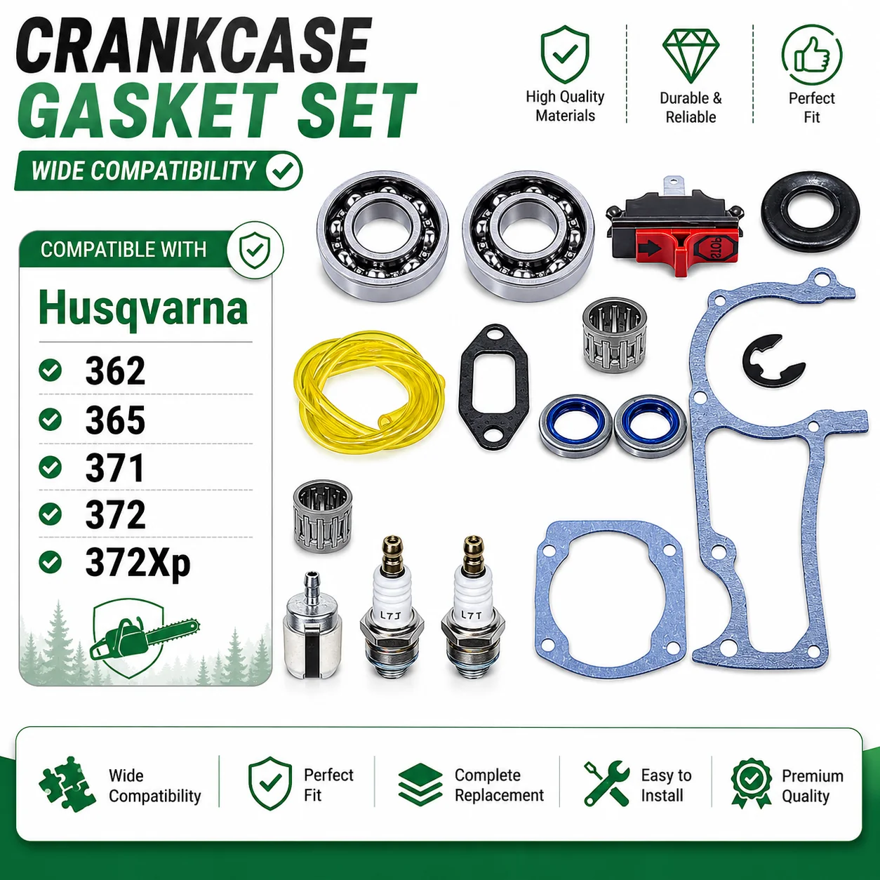Фото Комплект прокладок картера для бензопилы Husqvarna 372 372XP, 503 77 59-01 503 62 72-01 №3