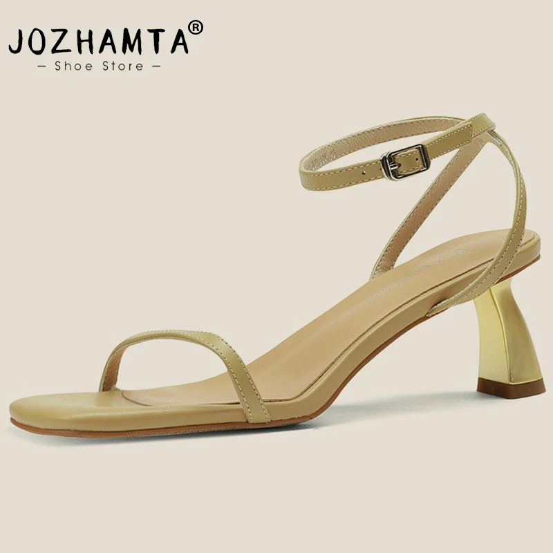 

JOZHAMTA Size 34-39 Sandals For Women Summer 2023 Rome Strap High Heels For Ladies Shoes Real Leather Luxury Heeled Sandalias