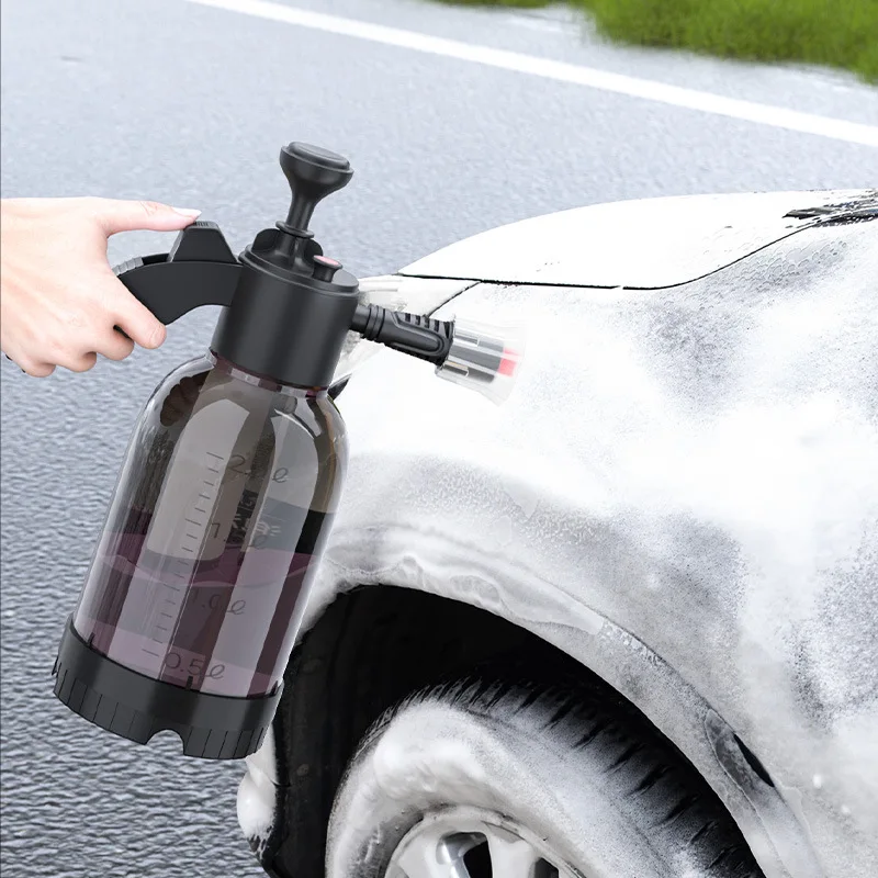 2L Car Wash Foam Spray Can Home Handheld Car Wash Spray Watering Gardening Air Pressure Sprayer Foam Pot