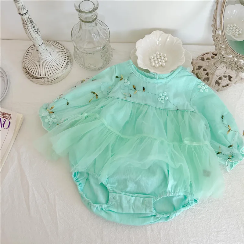 

2022 Autumn Princess Toddler Baby Girls Romper Cute Long Sleeve Crewneck Bodysuits Fall Winter Tutu Dress for Girl