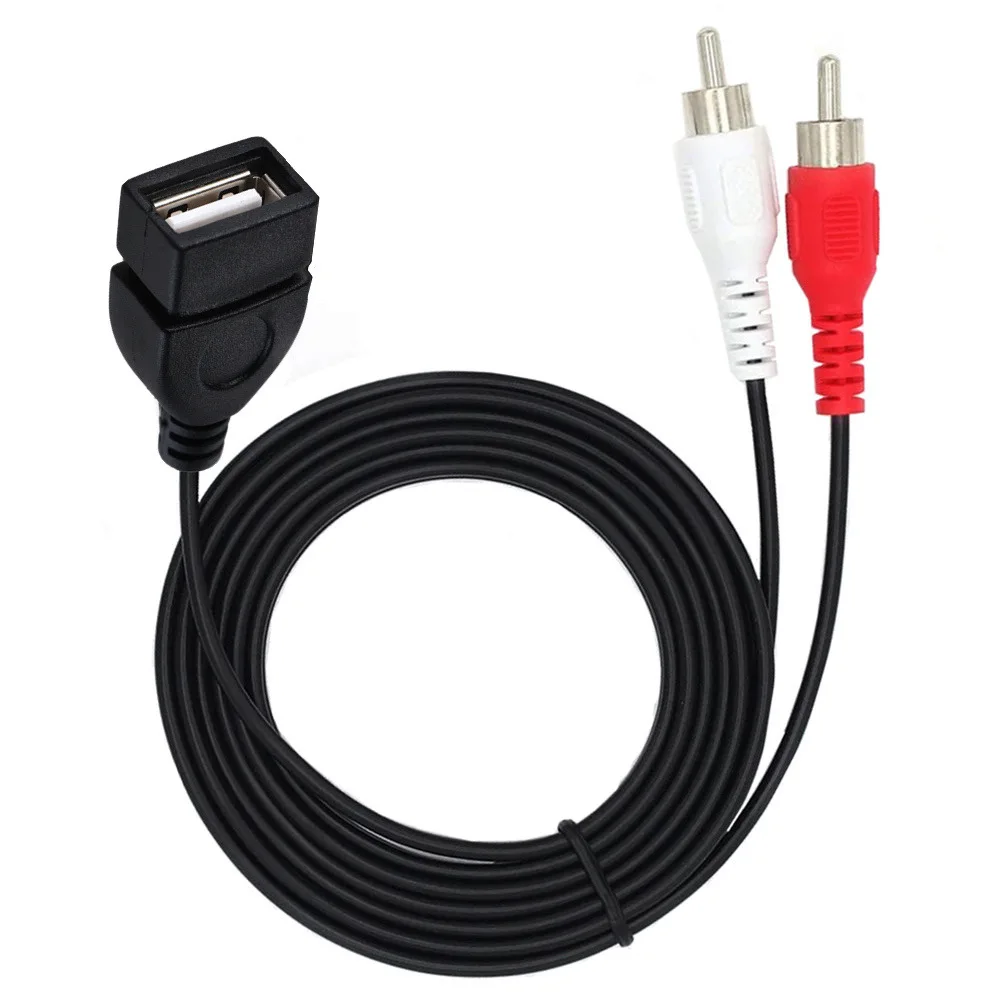 

New Arrival 1.5 m/5 ft USB A cable audio adapter audio Cable 0.2m 1.5m female socket to 2RCA male plug audio video extension