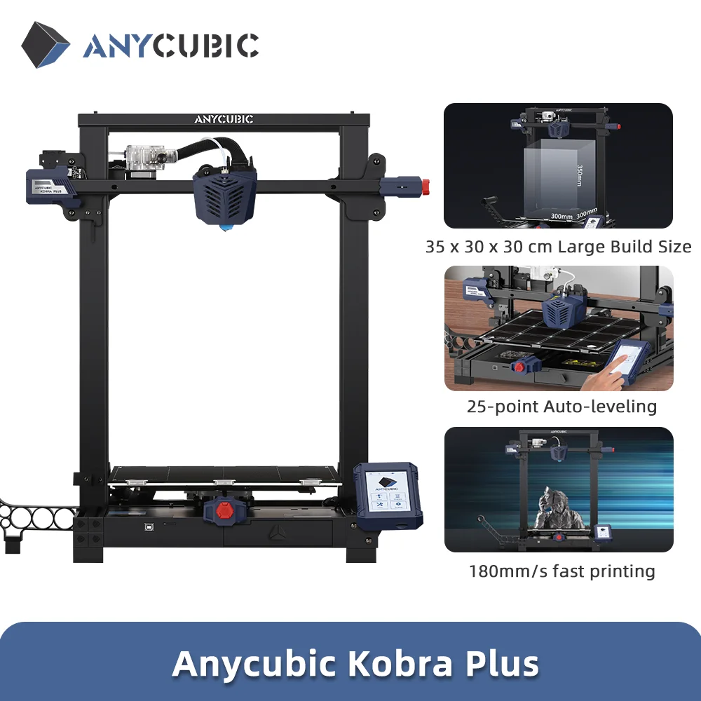 

ANYCUBIC Official Kobra Plus FDM 3D Printer Large Size 30cm Auto-Leveling Extruder 3 D Printers Machine For Study Work Bussiness