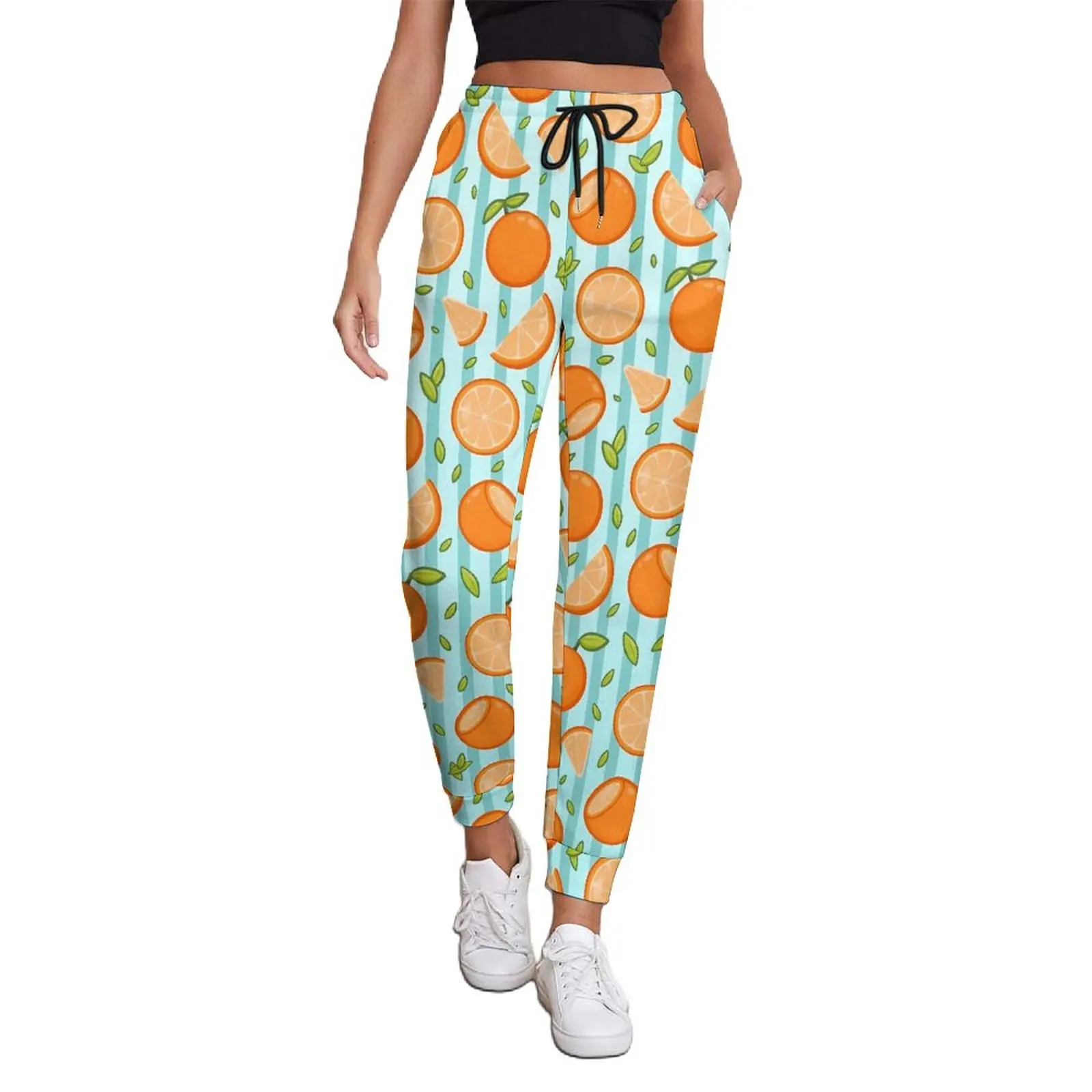 

Oranges Print Jogger Pants Woman Fruits Kawaii Sweatpants Autumn Custom Y2K Oversize Trousers Birthday Gift