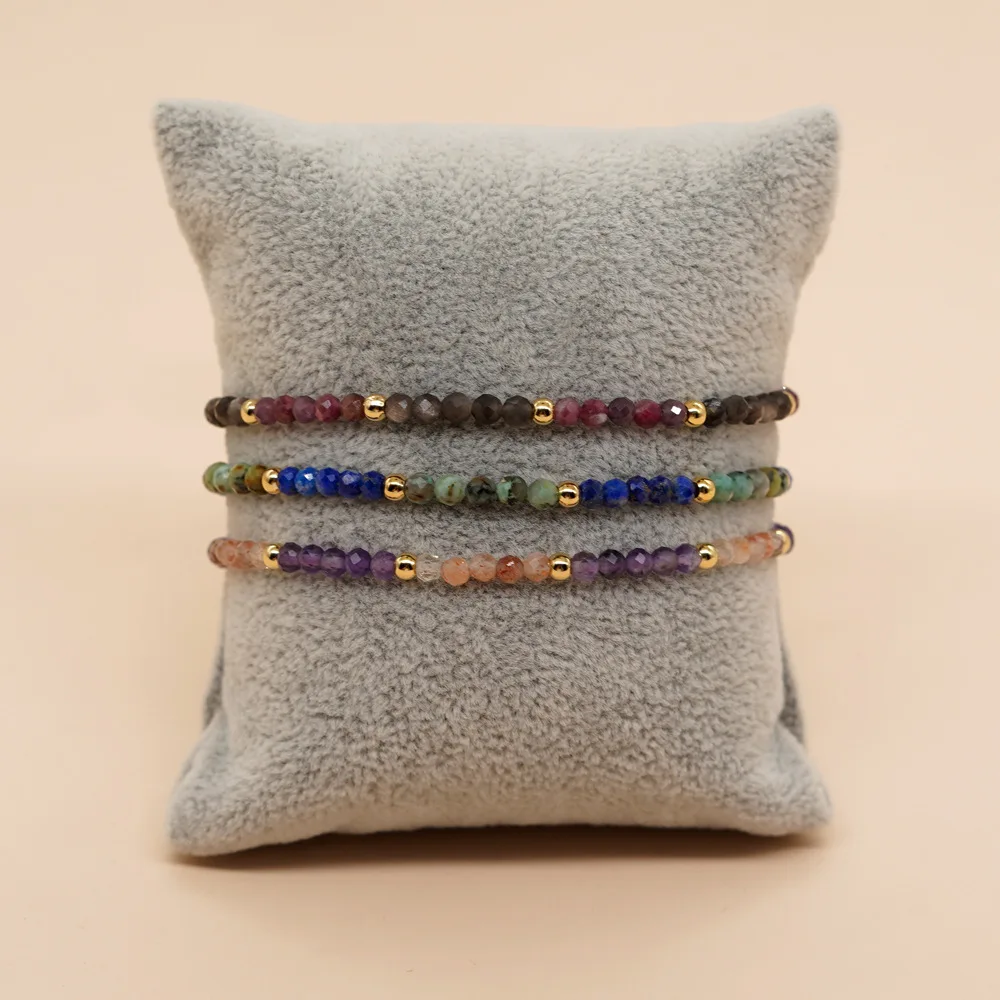 

Vlen Natural Stone Dainty Bracelet for Women Gift Faceted Beads Strand Bracelets Boho Jewelry Pulseras Femme