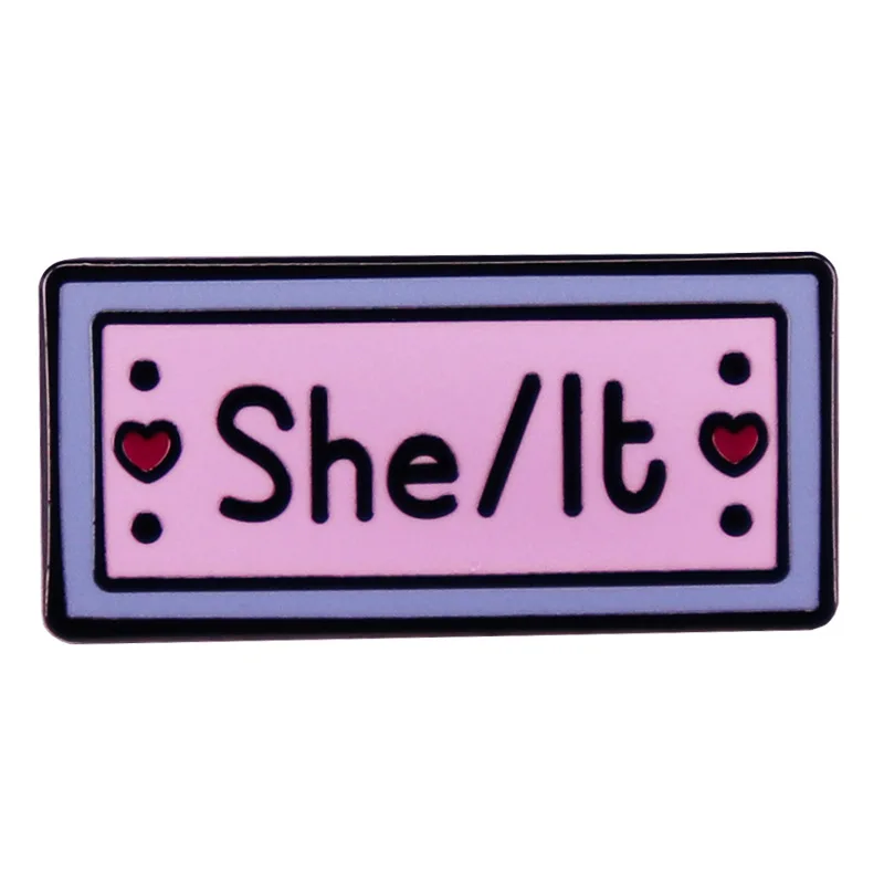 

LGBT Simple Pronouns Enamel Pins Custom HE HIM SHE HER THEY THEM Brooches Black White Lapel Badges Fun Jewelry Gift for Friends