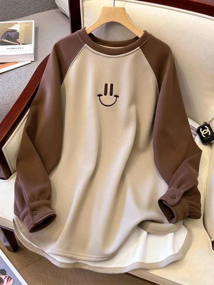 Рубашка с утолщенным низом на флисовой подкладке женская осенне-зимняя