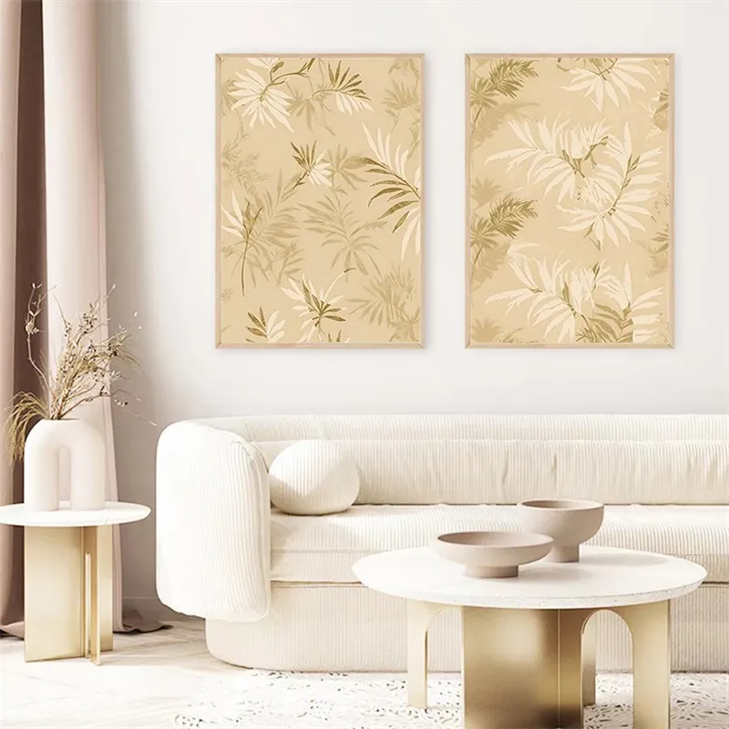 Винтажное золотое искусство Ботаника абстрактная живопись холст постеры и