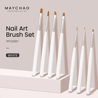 maychao 57pcs nail art brush kit manicure tool gel nail polish builder liquid powder carving gel brush nail design painting pen