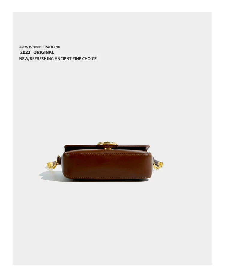 Elmsk 2022 Fashion ELegant Single Shoulder Bag Women French Office Lady Square Bag Gold Buckle Pu Leather Bag